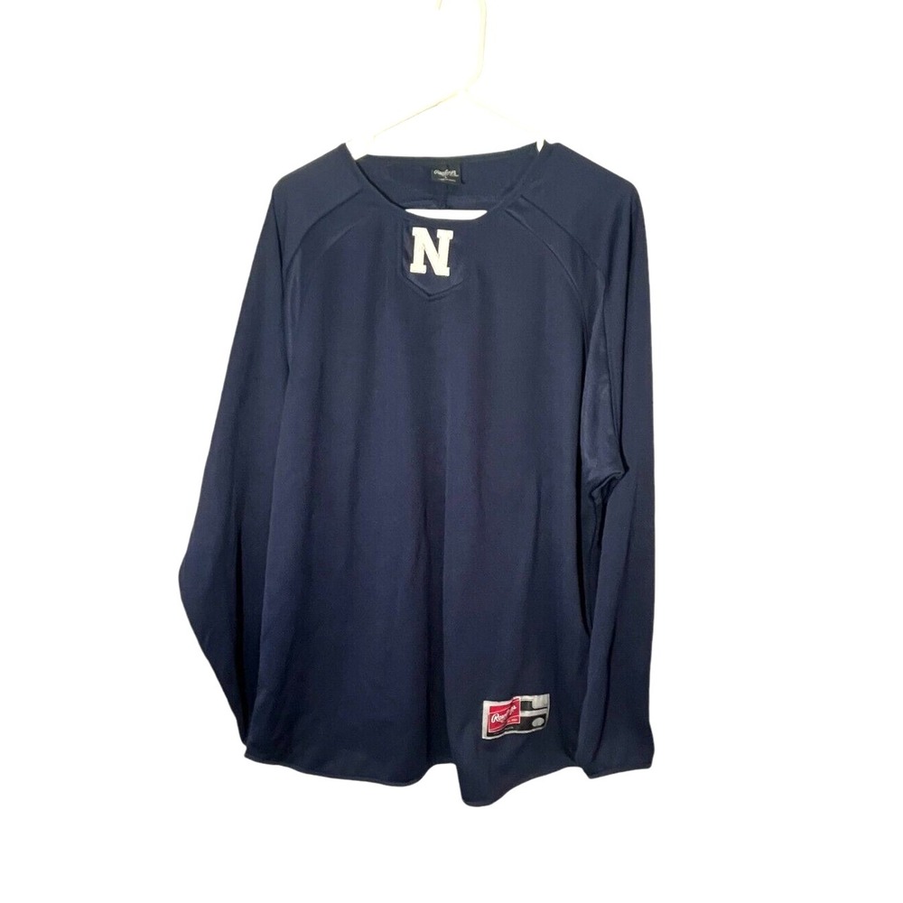 Rawlings Nebraska Huskers Men's Long Sleeve Pullover Jersey Blue L